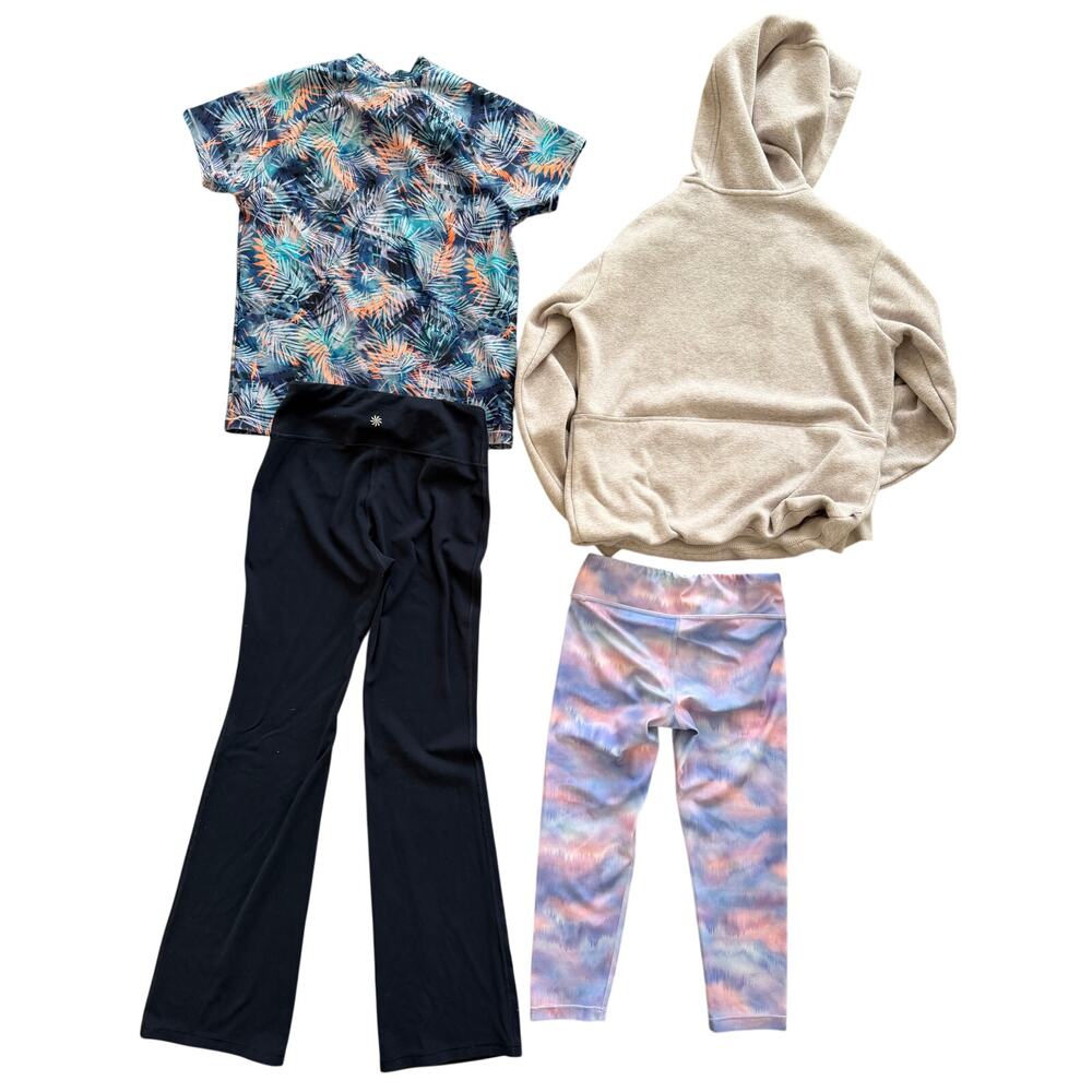 Athleta Girls Lot 4 Items Flare Leggings Hoodie Sweatshirt 12 Large Purple Navy‎ - Picture 4 of 4